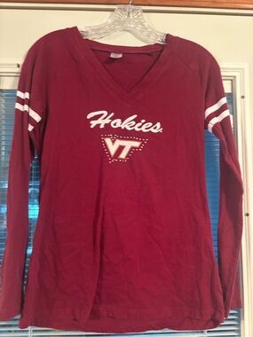 Virginia Tech Hokies Maroon Long Sleeve V-Neck Tee